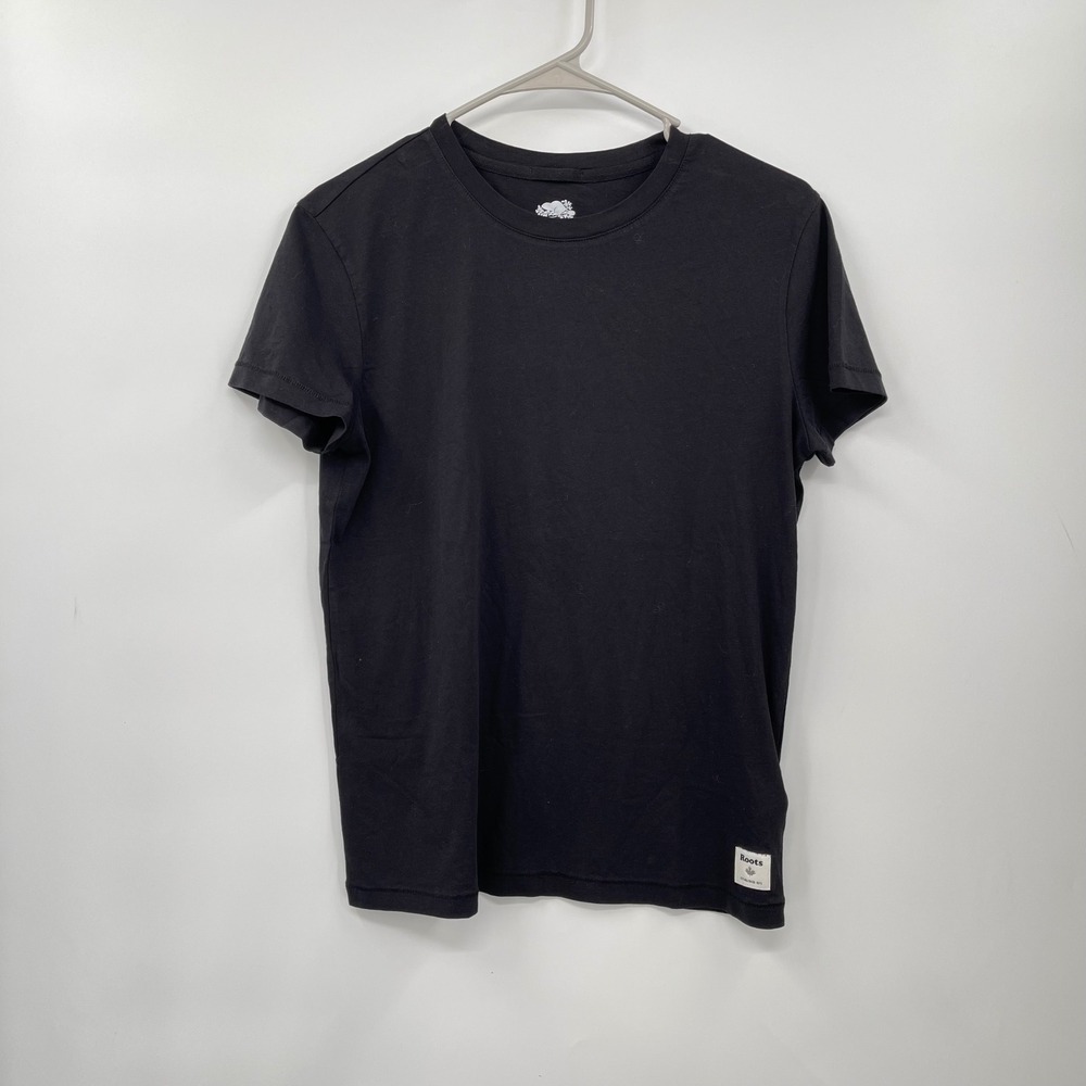 Roots Black Crew Neck Short Sleeve T Shirt Size S Casual Basic Organic Cotton‎